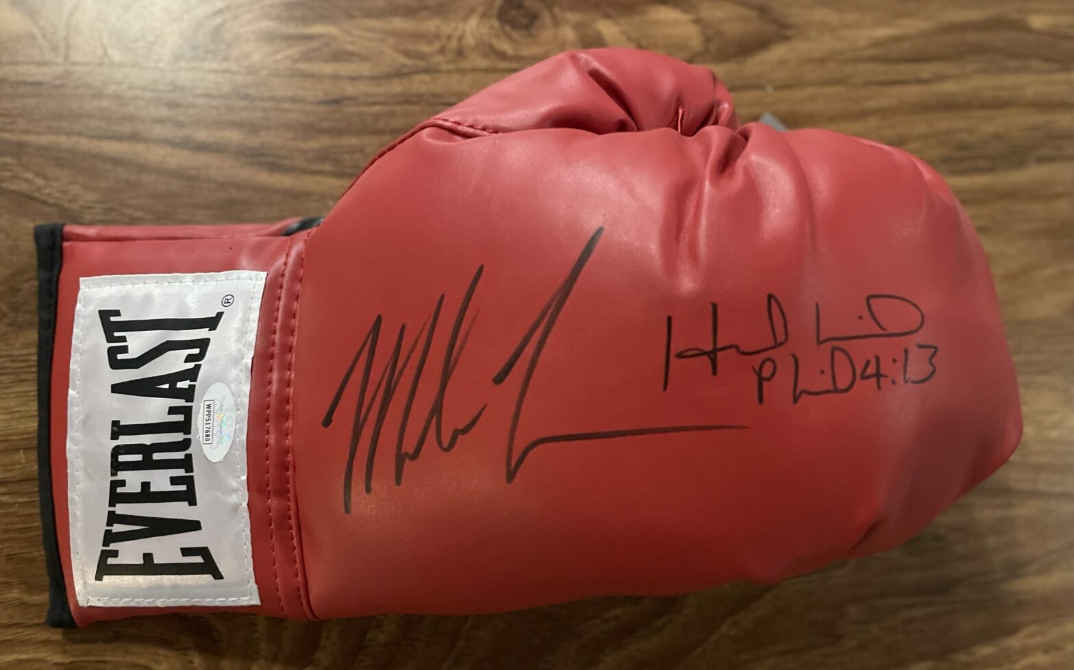 Mike Tyson & Evander Holyfield Autographed Red Everlast